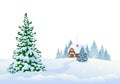 Winter woods and house background