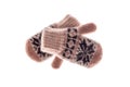 Winter wool mitts on a white background. Royalty Free Stock Photo