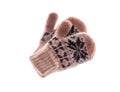 Winter wool mitts on a white background. Royalty Free Stock Photo