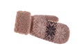 Winter wool mitts on a white background. Royalty Free Stock Photo