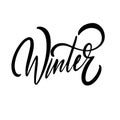 Winter word black color lettering. Hand drawn vector script text.