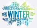Winter word cloud collage, concept background Royalty Free Stock Photo
