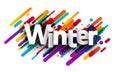 Winter word over colorful brush strokes background