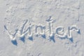 Winter word written on the snow