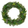 Winter Wreath Decoration with juniper, fir, spruce and cedar. Royalty Free Stock Photo