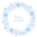 Winter wreath of snowflakes on a white background. Vector christmas illustration