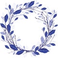 Winter wreath of twigs and leaves illustration