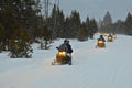Snowmobile tour at Yellowstone National Park.