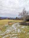 winter Zadni Treban village landscape in Czech Republic near Beroun town