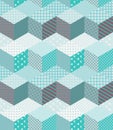 Winter zigzag seamless patchwork pattern in aquamarine tones. Royalty Free Stock Photo