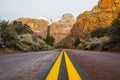 Winter road in Zion National Park, United States of America Royalty Free Stock Photo