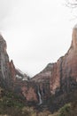 Winter Zions national park waterfall