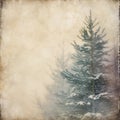 Nostalgic Winter: Distressed Vintage-Inspired Background With Snow and Evergreens Royalty Free Stock Photo