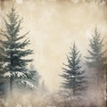 Nostalgic Winter: Distressed Vintage-Inspired Background With Evergreens Royalty Free Stock Photo