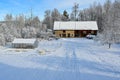 wintergarden with greenhouse and barn with solarpanels Royalty Free Stock Photo