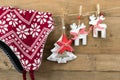 Winterhat, reindeers, star and Christmas tree Royalty Free Stock Photo