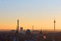 Winter panorama of Nuremberg at sunset Royalty Free Stock Photo