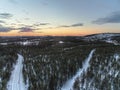 Winterly dusk over Sandberget in Swedish lapland