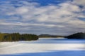 Winterly view over Vindel river in northern Sweden