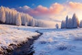 Winters beauty shines under a sunny, snow clad landscape