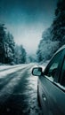 Winters blend car window reveals freezing rain, snow transformation