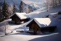 Winters charm A wood cabin nestled in a snowy, tranquil backdrop