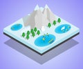 Wintersport concept banner, isometric style