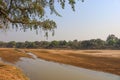 View over luangwa river in zambia during dry season