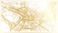 Winterthur Switzerland City Map in Retro Style in Golden Color. Outline Map