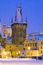 Wintertime Charles bridge, Prague, Czech republic