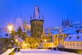 Wintertime Charles bridge, Prague, Czech republic