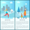 Wintertime City Park Posters Vector Illustration