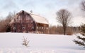 Wintertime Farm Field Barn Agricultural Structure Ranch Building Royalty Free Stock Photo