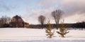 Wintertime Farm Field Barn Agricultural Structure Ranch Building Royalty Free Stock Photo