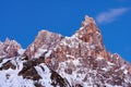 Wintertime landscape snowy mountain sky