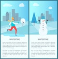 Wintertime in Park Posters Vector Illustration