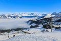 Wintertime view from Mt. Fronalpstock in Switzerland