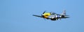 Winterton, Scunthorpe, UK. July 2022.0 Model radio controlled Mustang P51 in flight. Royalty Free Stock Photo