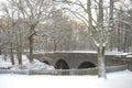 Snowy Bridge Old Deer, Rural Scotland Royalty Free Stock Photo