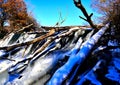 Wintery Ice Formations Along the Shore Below the Dam