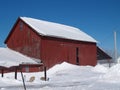 Wintery Red Barn