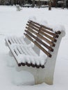 Winter Snow Covered Park Bench Royalty Free Stock Photo