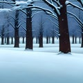 Wintery trees and snow scene