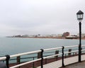 Looking at the town of Worthing from its pier. Royalty Free Stock Photo