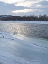 Wintery Yellowstone Riverbank with Ice and Snow