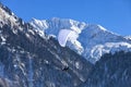 Wintry landscape in Alps, mountain range covered in th Royalty Free Stock Photo