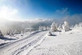 Wintry landscape with modified cross country skiing way Royalty Free Stock Photo