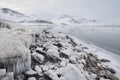 Wintry landscape, Mont Cenis lake Royalty Free Stock Photo