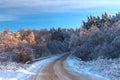 Wintry landscape scenery with modified cross country skiing way Royalty Free Stock Photo