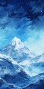 Wintry Mountain Range: An Anime Snow Scene In Realistic Impressionism Style